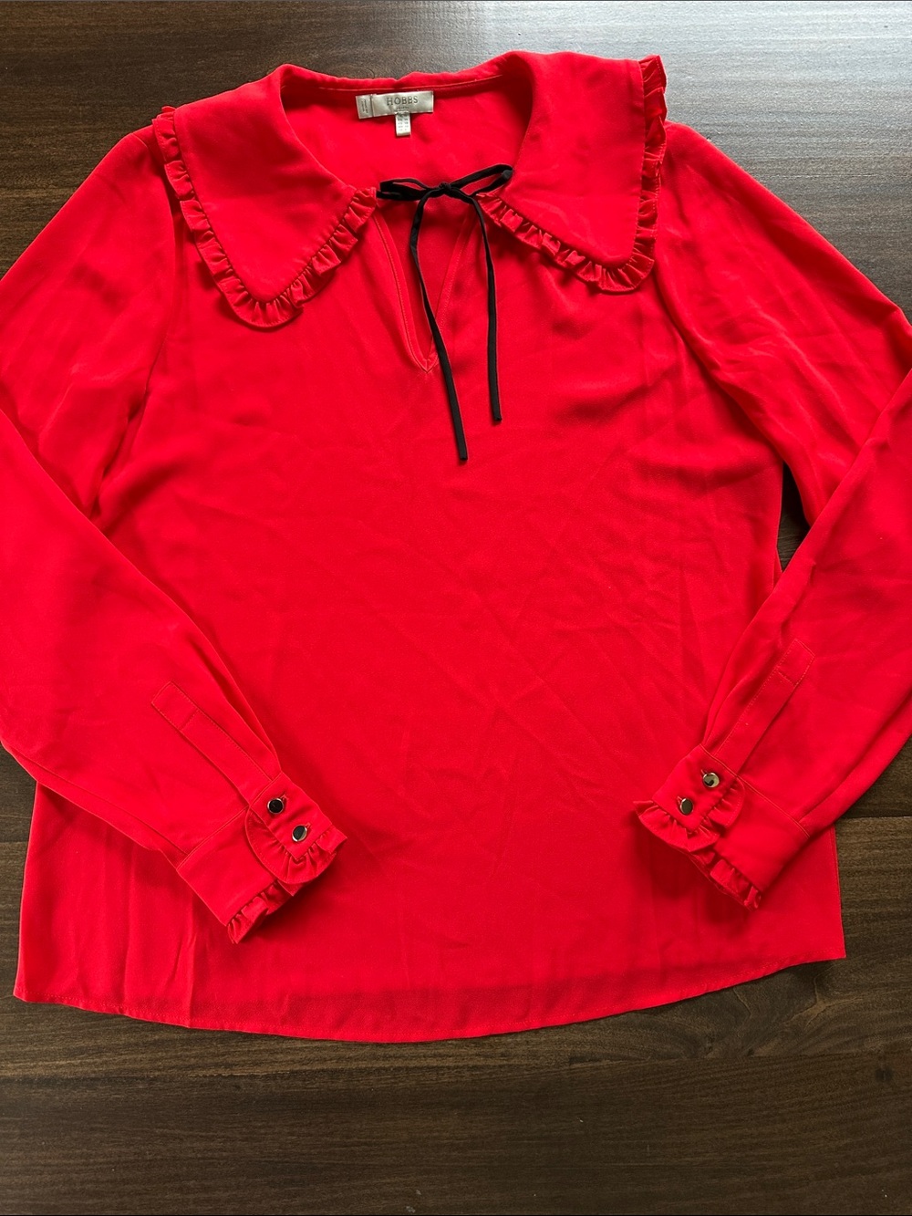 Hobbs London Red Scarlet Collared Blouse Size 6